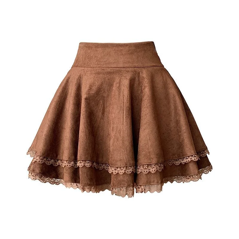 Japanese Lolita Skirts Ruffled Lace Patchwork A LineSkirt Women 2025 Spring New High Waist Slimming Gentle Mini Skirt Culottes - Image 5