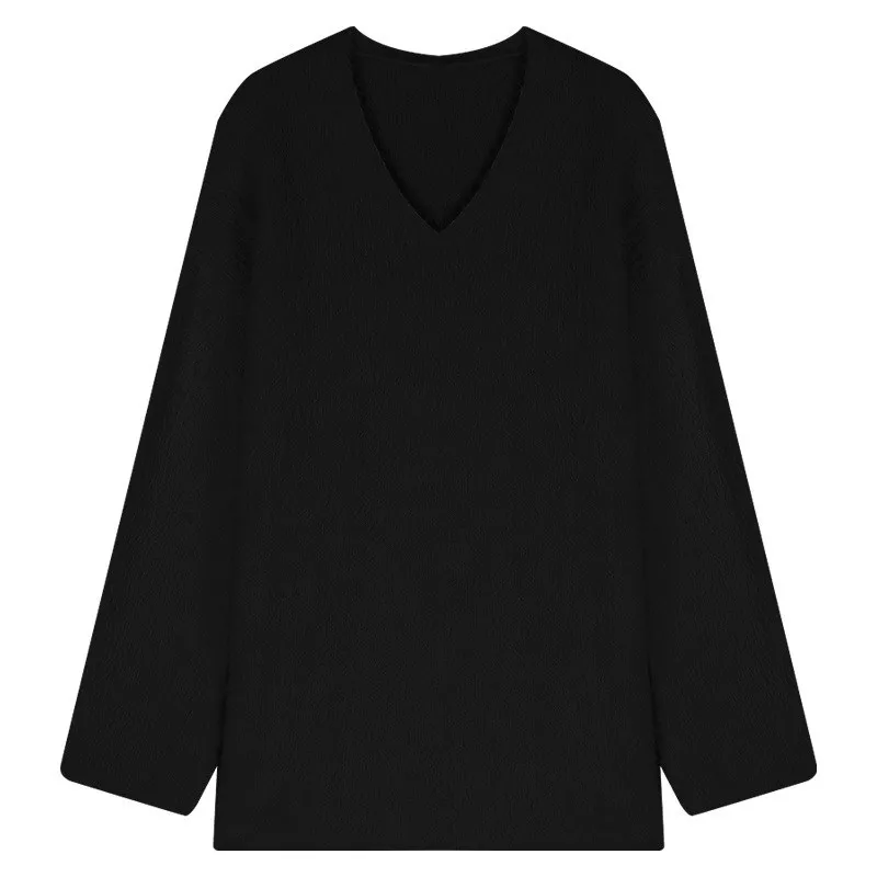 Women's Elegant Soft Mink Fleece Sweater 2024 Fall Clothing Pink Sweet Knitted Pullovers Midi Top Pull Femme Korean Loose Jumper - Image 6