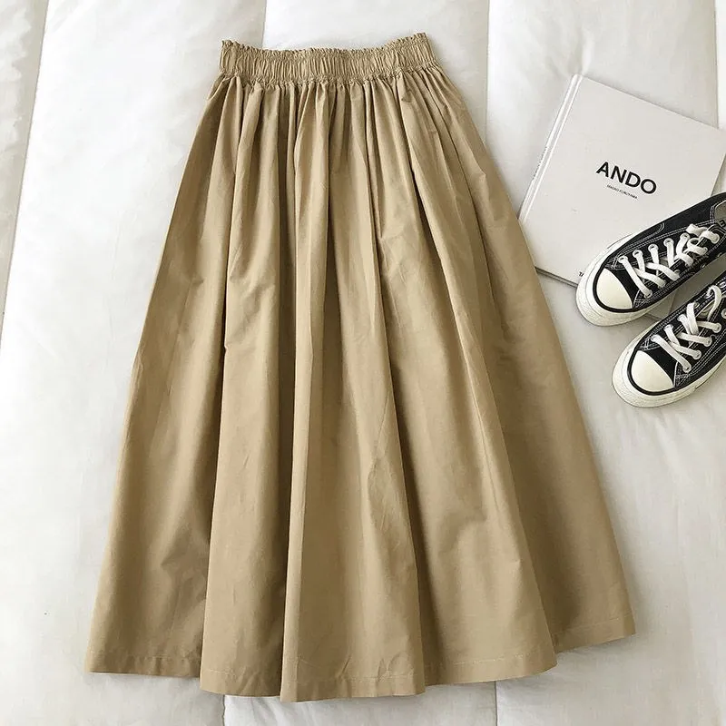 Women Black skirt midi High waist korean style Pleated a line Vintage Clothing 2025 new Summer Casual Fashion Ladies Work Wear - Image 4
